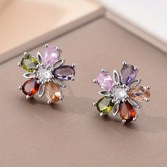 2PCS Silver Sunflower Shape Earring For Ladies Ear Stud
