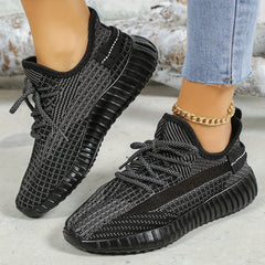 Women's Knitted Sports Shoes Lace Up Low Top Running Shoes