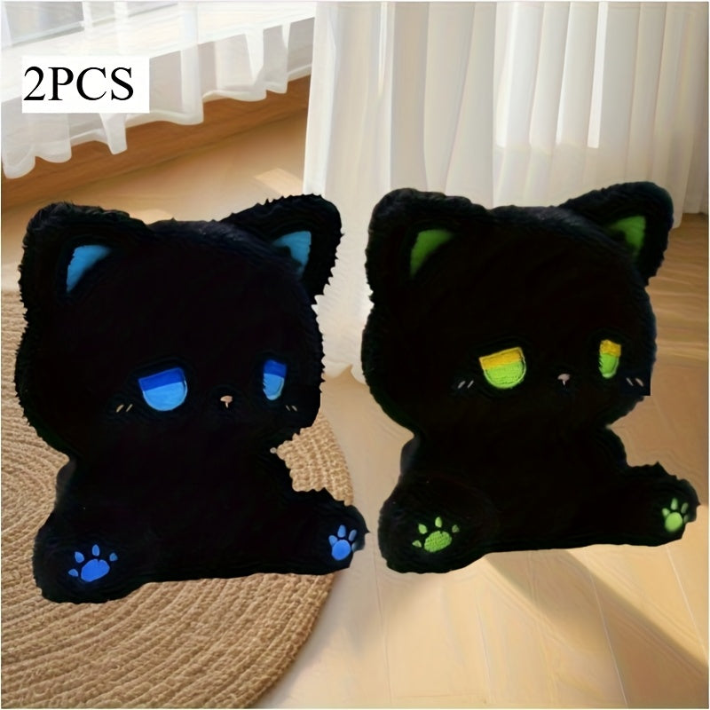 2pcs Cartoon Bear Plush with Yellow Eyes & Green Accents Soft Home Decor Gift