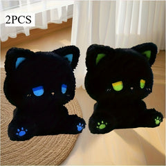 2pcs Cartoon Bear Plush with Yellow Eyes & Green Accents Soft Home Decor Gift