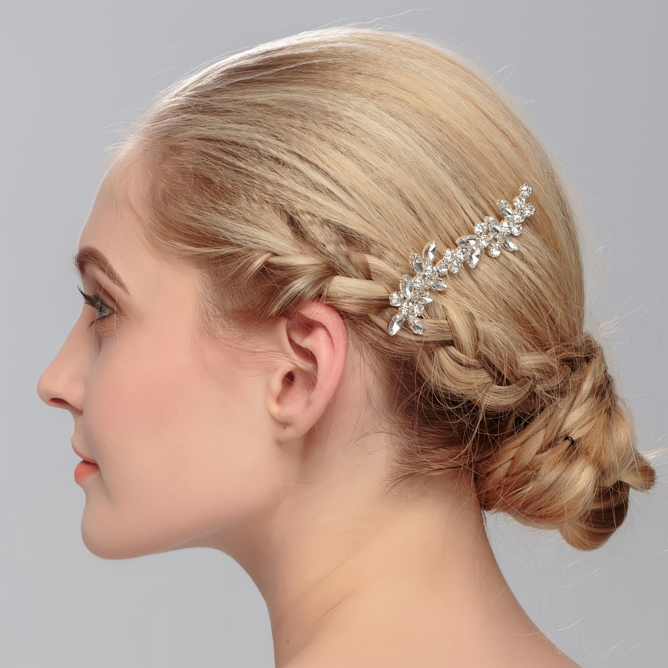 Rhinestone Bride Wedding Hair Comb Silver Bridal Hair Piece Crystal