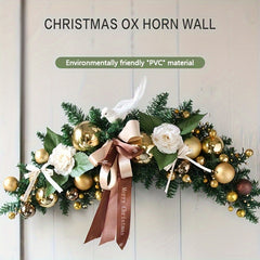 Christmas Ox Horn Rattan Door Hanging Wall Hanging Hotel Mall Wreath