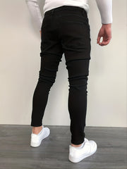 Men's Slim Fit Cotton Jeans Casual Street Style Mid Stretch Denim Pants