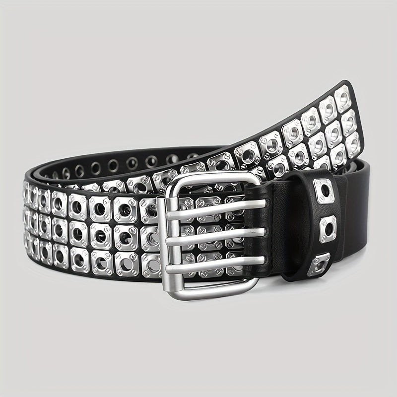 Full Metal Rivet Wide Waist Belt Punk Hip Hop Jeans Belt