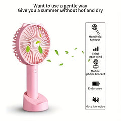 Mini USB Rechargeable Fan Portable Foldable Pocket Quiet Fan