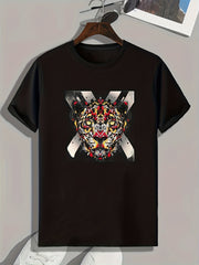 Leopard Pattern Men's Sports T-shirt, Fitness Outdoor Wear, Gift