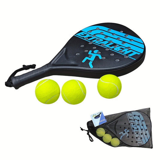 Lightweight Padel Racket With 3 Balls & Mesh Storage Bag