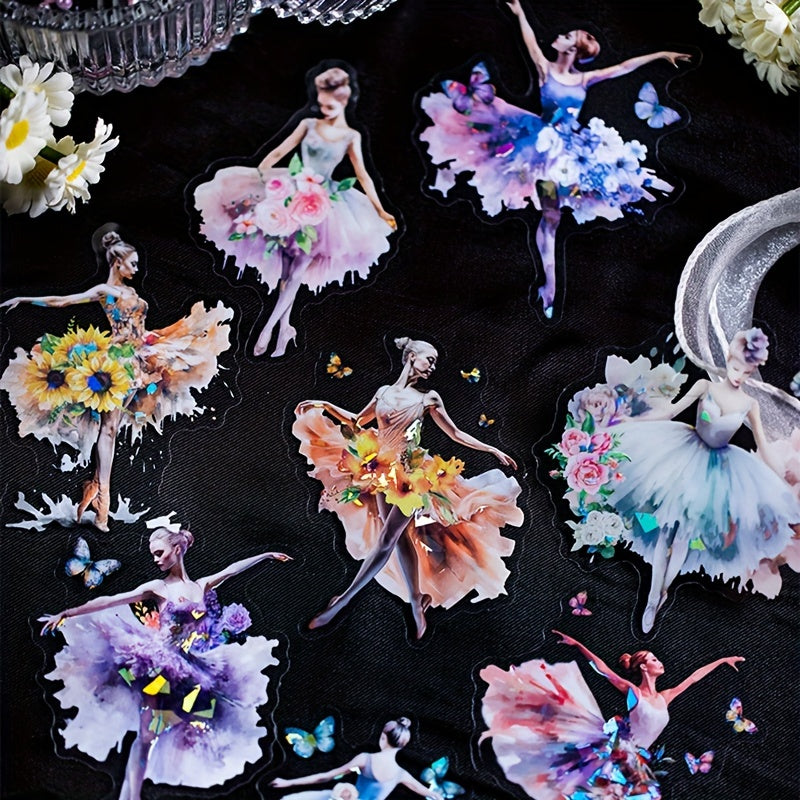 10pcs Ballet Theme PET Stickers 9.3x9In Dance Decoration Glossy Diary Material