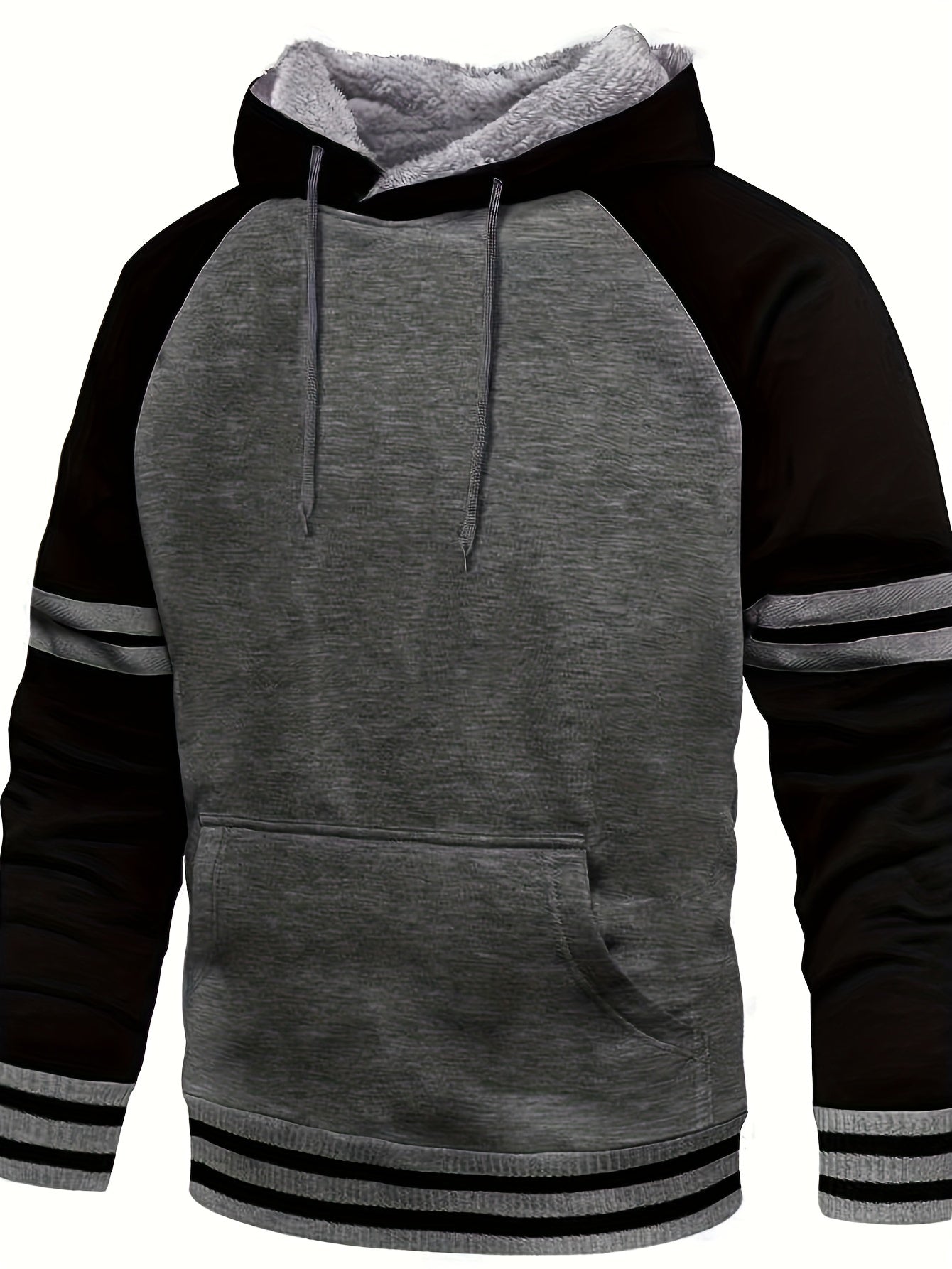 Men's Warm Fleece Hoodie with Drawstring & Pocket