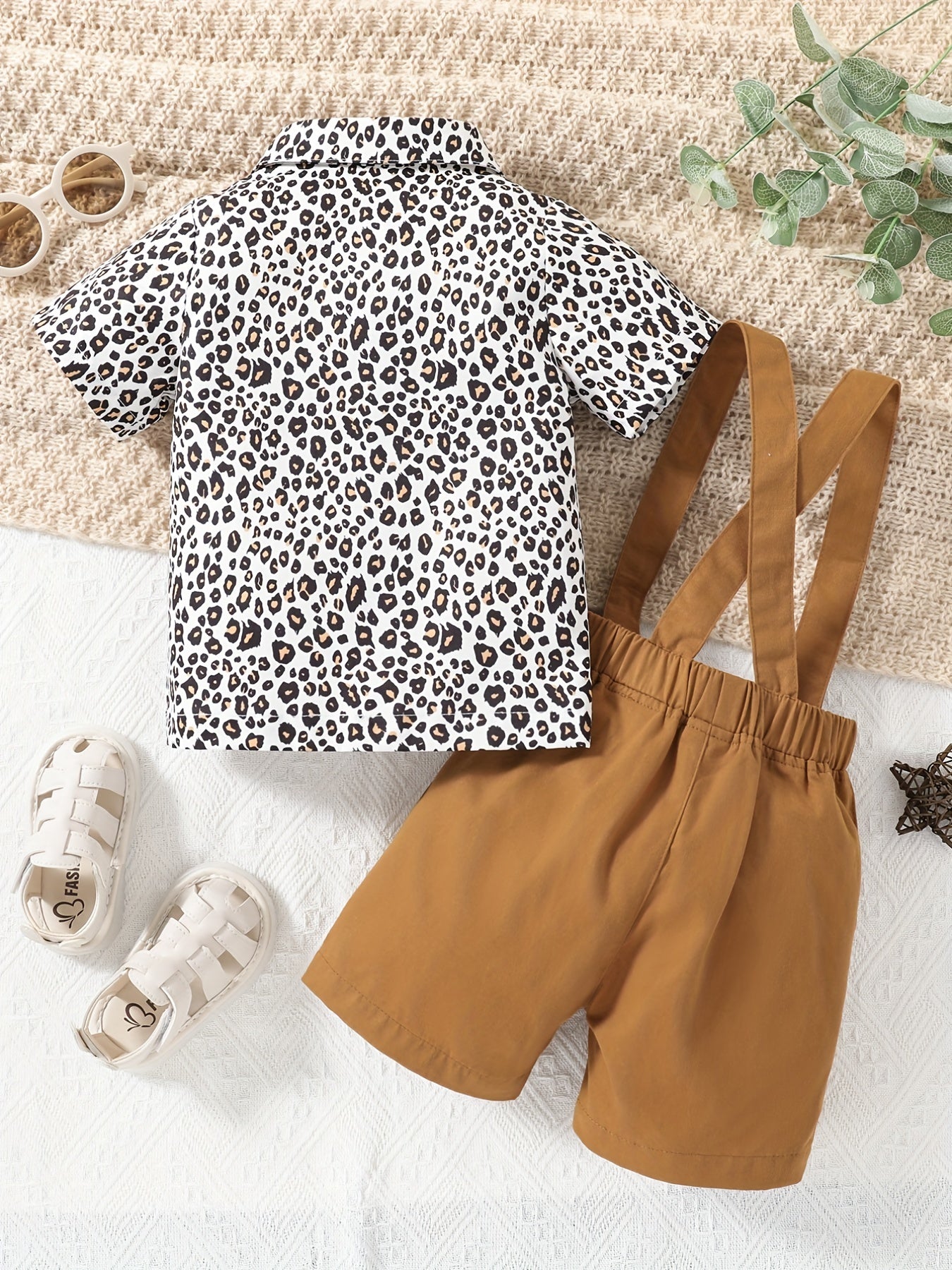 Baby Boy Casual Set Leopard Printed Lapel Shirt With Pants