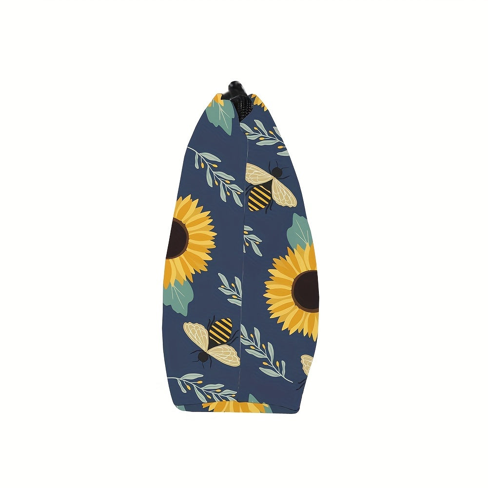 Sunflower Bee Waterproof Makeup Bag Toiletry Pouch Women Travel Accessory