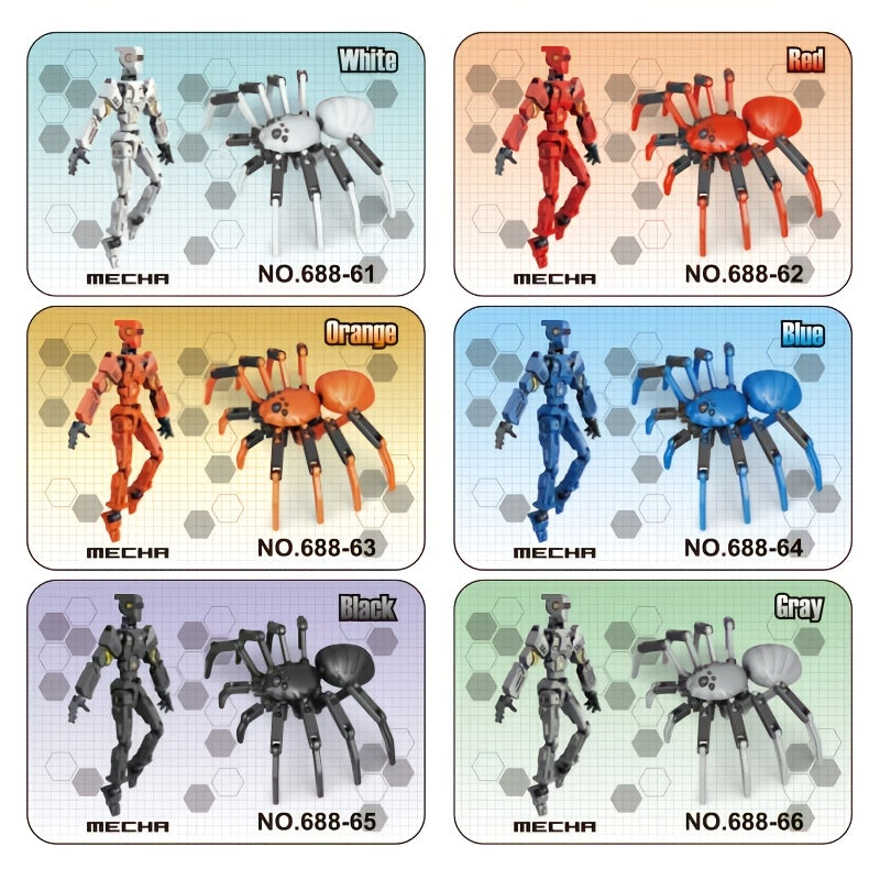 6 Colors Full Body Jointed Action Figures Set DIY Mecha Toys