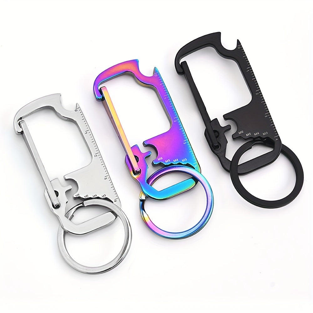 Stainless Steel 6-in-1 Carabiner Keychain Clip Multitool