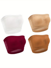 4 Pack Plus Size Sexy Bra Set Anti Slip Non Padded Stretchy
