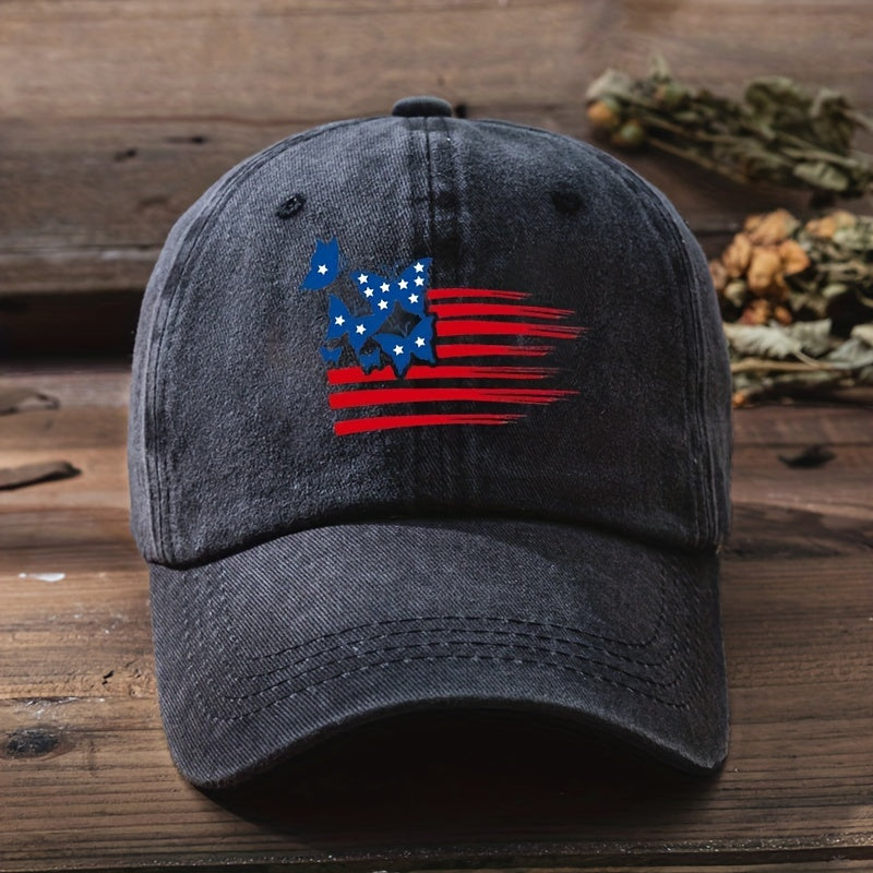 Butterfly Flag Baseball Cap Distressed Dad Hat Vintage Sun Hats