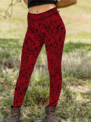Printed High Rise Plus Size Leggings with Medium Stretch