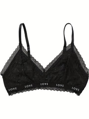 Lace Wireless Bra Letter Print Lingerie