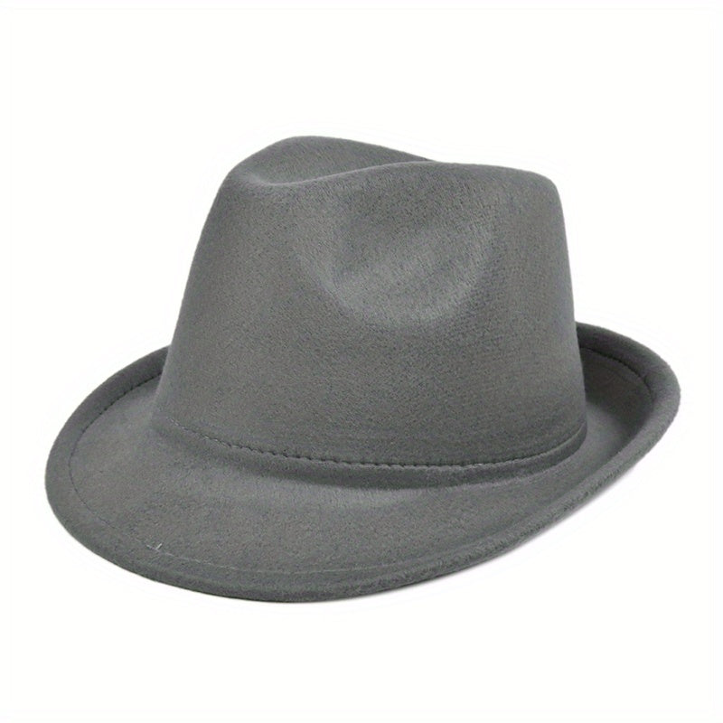 Vintage Trilby Fedora Cap Solid Felt Hat Classic Rolled Brim Jazz Hat