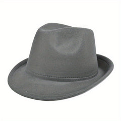 Vintage Trilby Fedora Cap Solid Felt Hat Classic Rolled Brim Jazz Hat