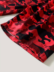 Men's Camo Swim Trunks Drawstring Beach Shorts for Summer
