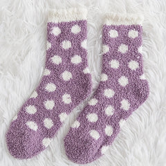 Polka Dot Fuzzy Socks Warm Mid Tube Women's Stockings