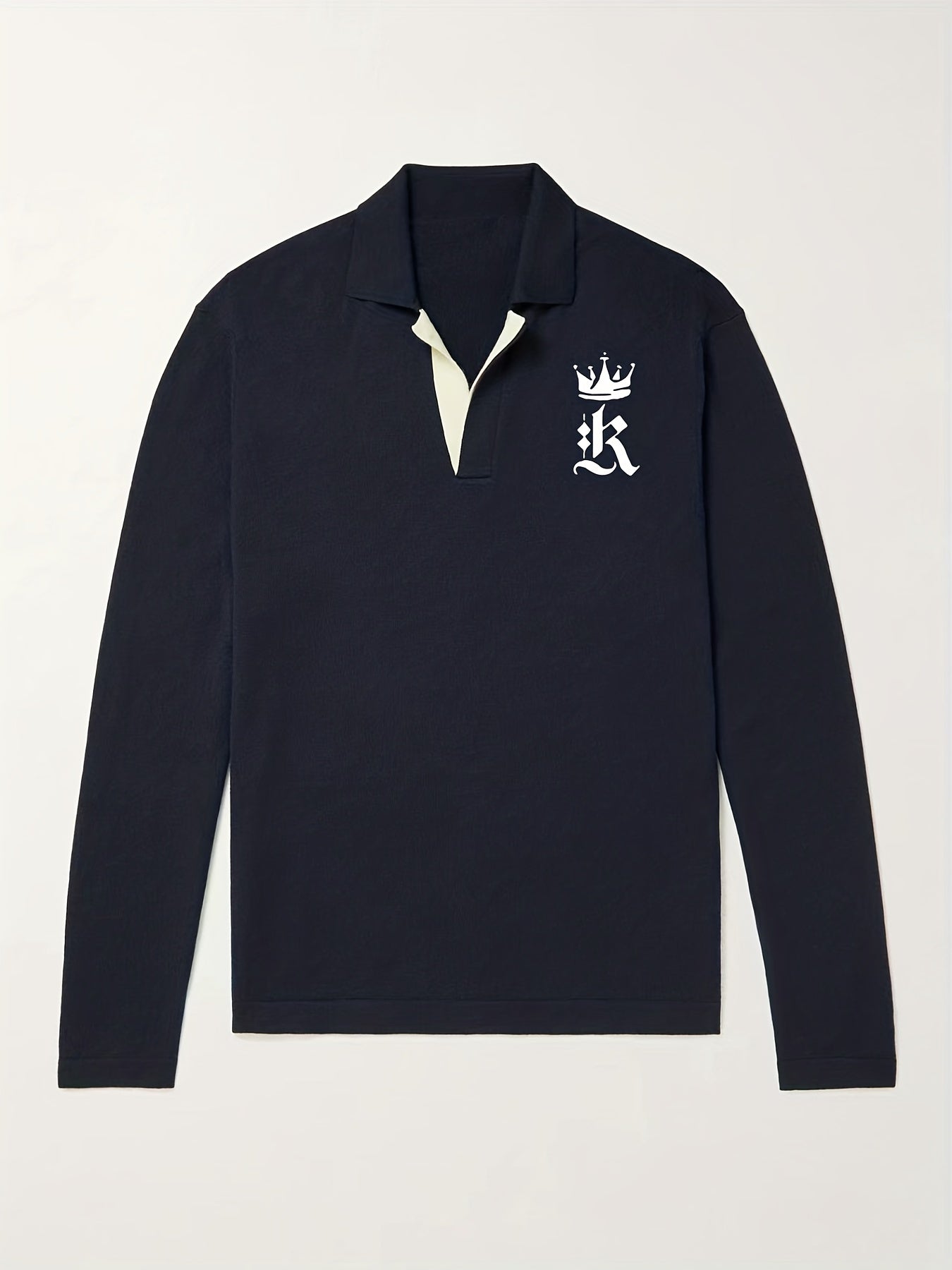 Men's Crown Pattern Knit Polo Shirt