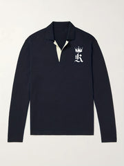 Men's Crown Pattern Knit Polo Shirt
