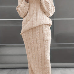 Women's Plus Cable Jacquard Sweater & Skirt Outfit Set