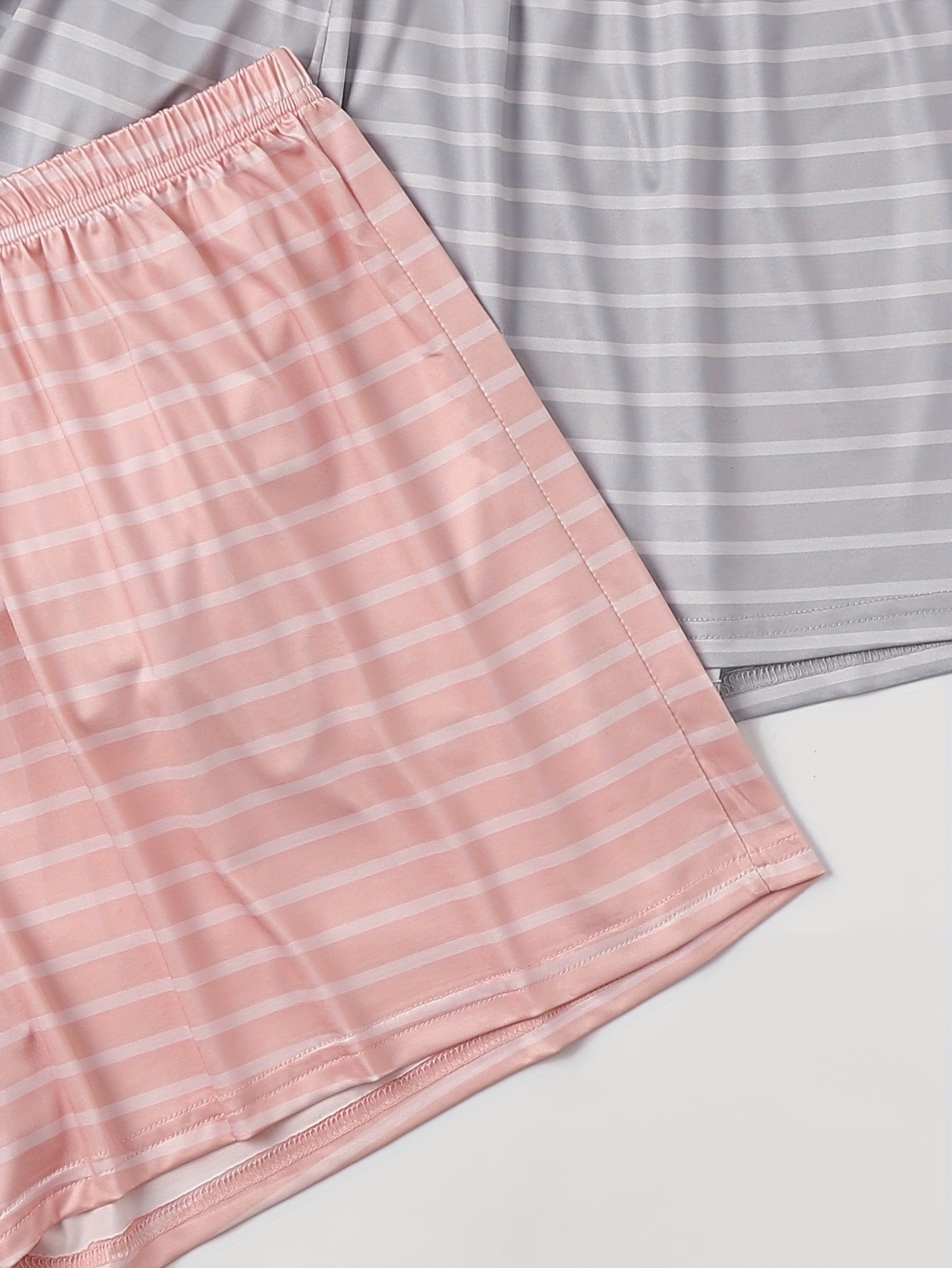 3 Pack Plus Size Striped Lounge Bottoms Set Elastic Waist Sleepwear