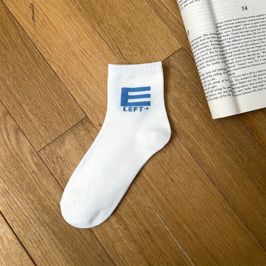 Letter E Print Socks Comfy & Breathable Street Socks Women's Stockings