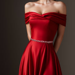 Red Rhinestone Belt for Women Sparkling Large Bead Versatile Accessory