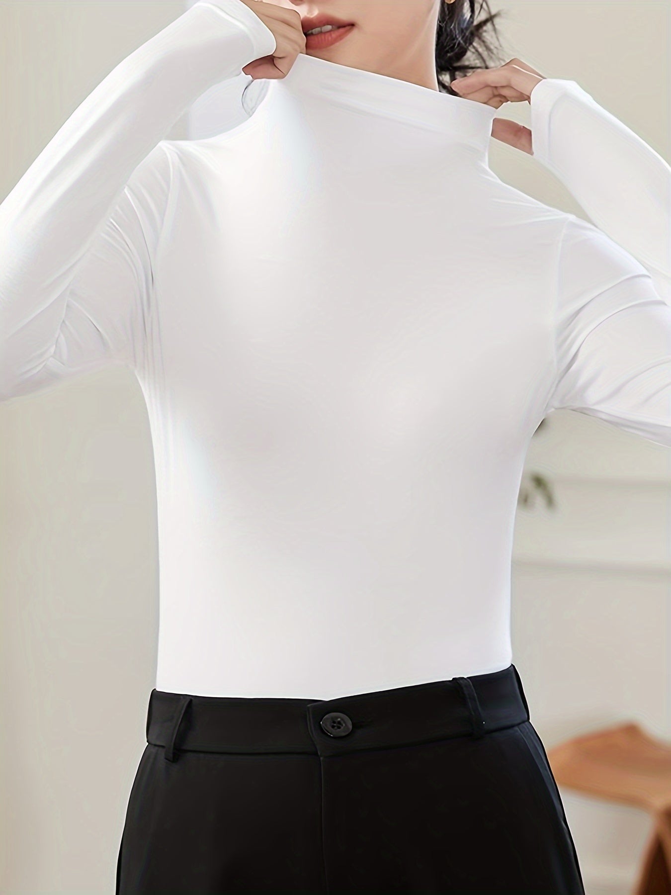 Women's Turtleneck Thermal Underwear Long Sleeve Slim Fit Top