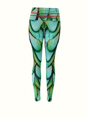 Animal Wings Print Yoga Pants High Waist Stretchy Running Slimming Sports Pants