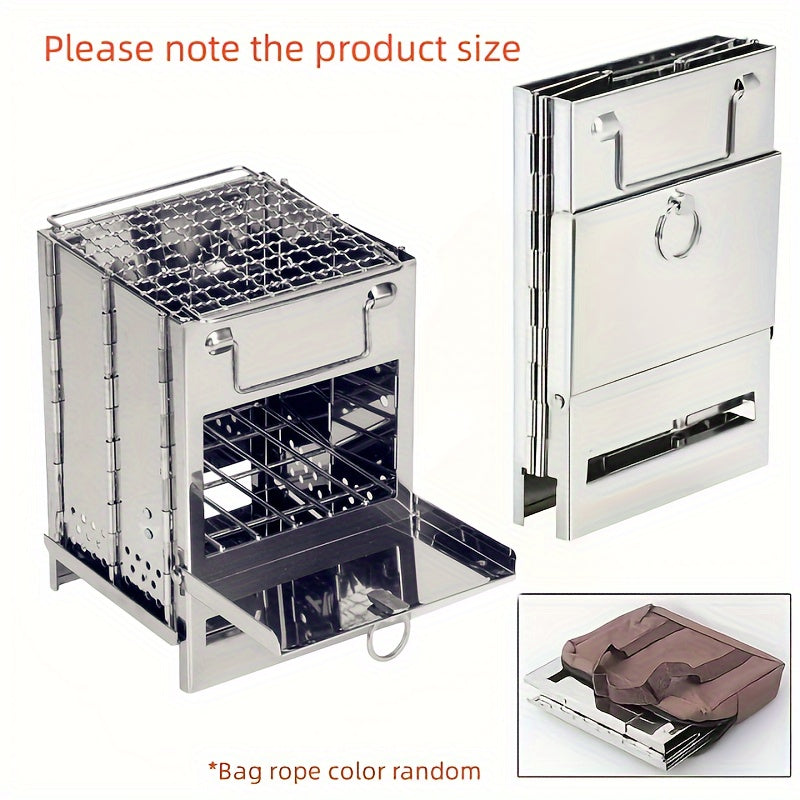 Square Firewood Outdoor Barbecue Grill - Mini Grill for Camping Picnic