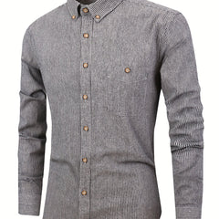 Stripe Print Men s Casual Long Sleeve Shirt With Pocket