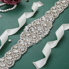 Rhinestone Bridal Belt Wedding Waist Sash Faux Pearl Handcrafted Accessories