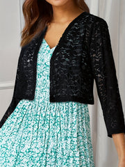 Flower Pattern Lace Open Front Top for Women