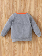 Cartoon Crocodile Print Boys Casual Pullover Sweatshirt