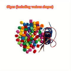 60pcs Colorful Bead Stringing Line Building Blocks Set Boys Girls Party Games
