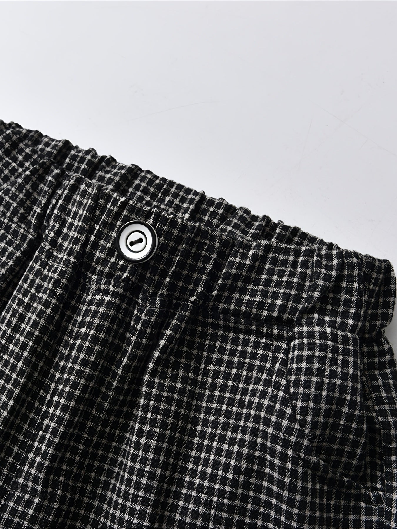 Boys Gentleman Outfit Short Sleeve Bowtie Shirt & Suspender Plaid Shorts Set