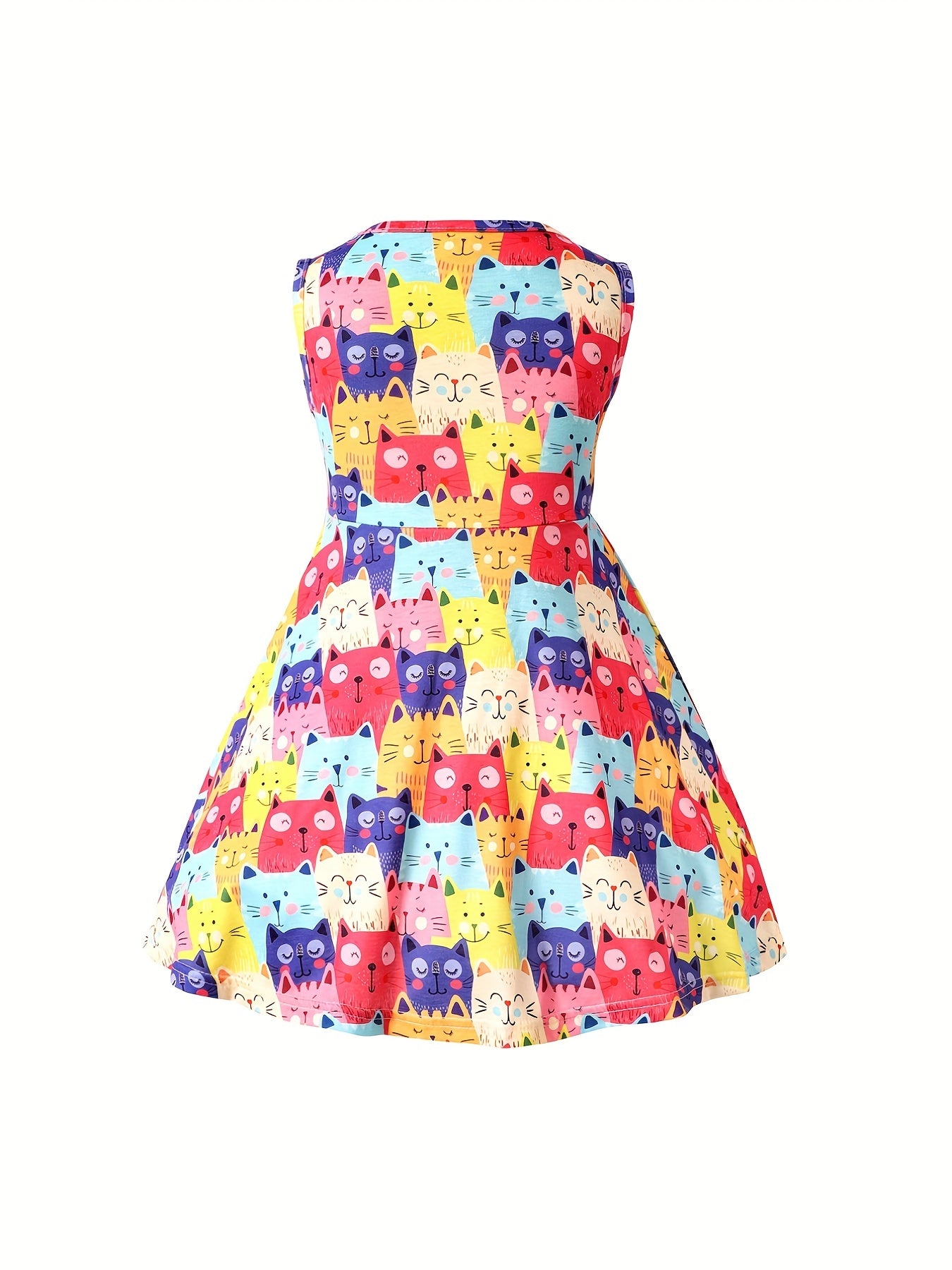 Toddler Girls Cat Graphic Princess Dress For Party Summer Clothes