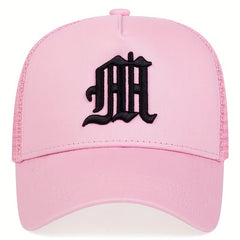 Gothic M Embroidery Baseball Cap Solid Mesh Trucker Hats