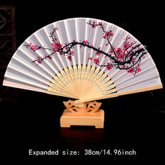 Chinese Style Fiber Decorative Fan Floral Pattern Folding Fan
