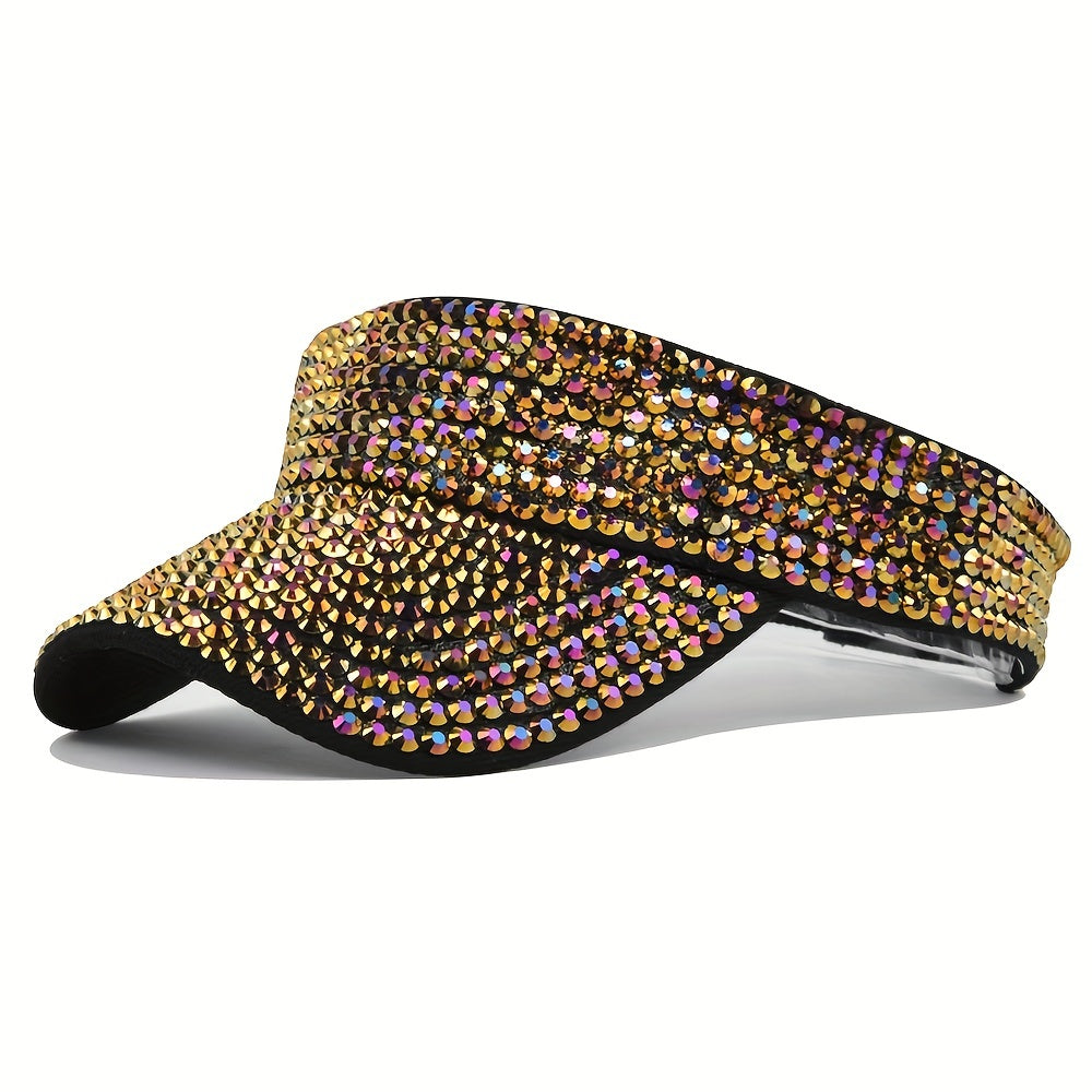 Rhinestone Summer Visor Hat UV Protection Sun Hat