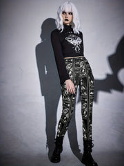 Skull Halloween Print Leggings High Waist Stretchy Workout Pants