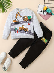 Boy's Excavator Truck Sweatshirt & Sweatpants Set