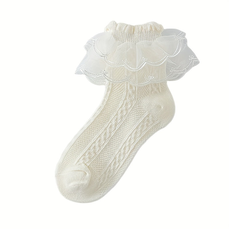 5 Pairs Girls Princess Lace Brim Socks for Dancers & All Ages