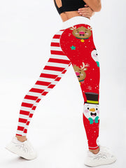 Christmas Print High Waist Yoga Leggings - Quick Drying