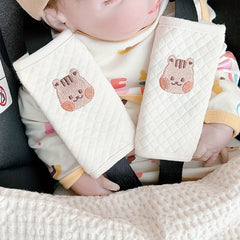 Baby Stroller Seat Belt Protectors Car Seat Shoulder Pads Cotton Embroidery