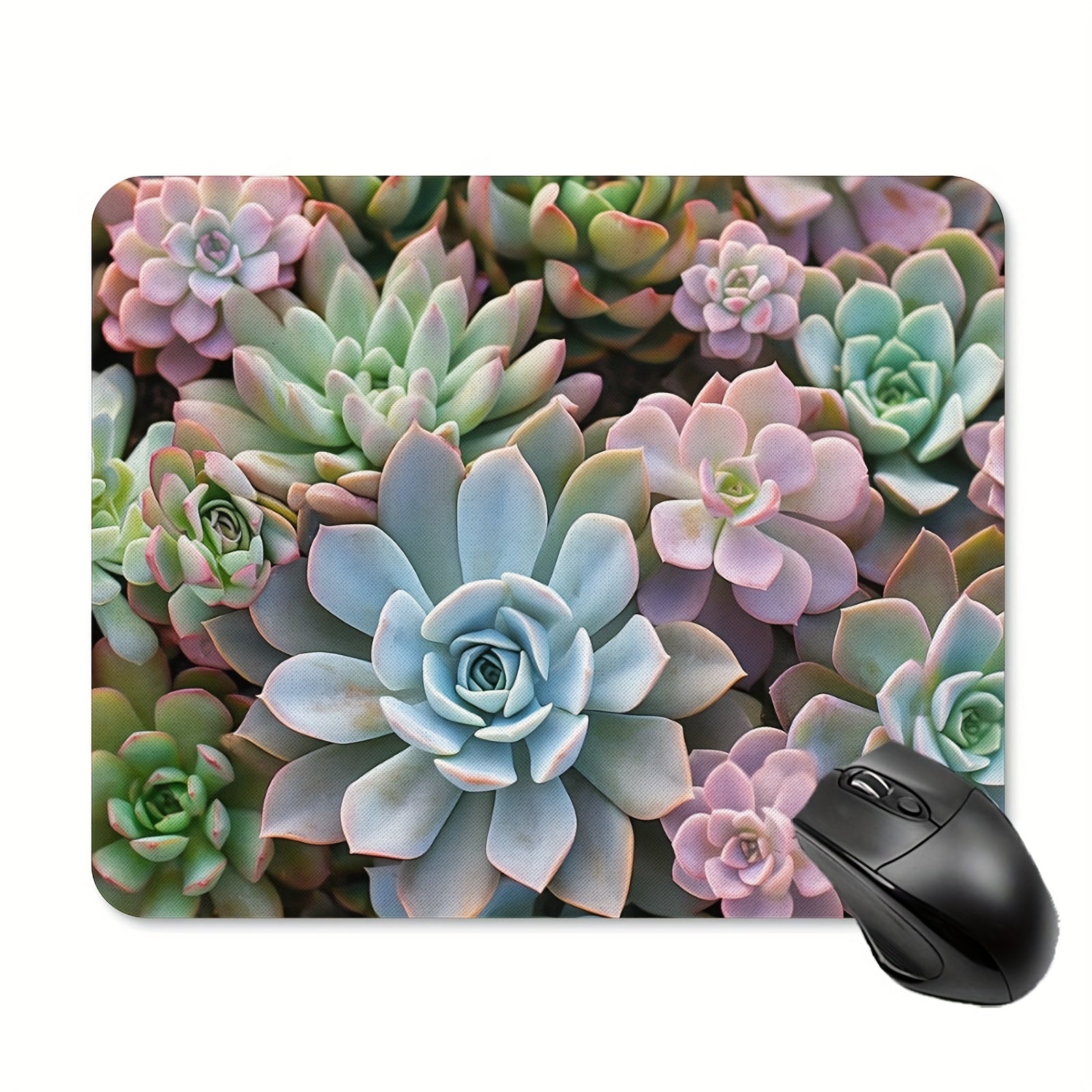 Succulents Mouse Pad Anti Slip Rubber Base Wireless Mouse Pads
